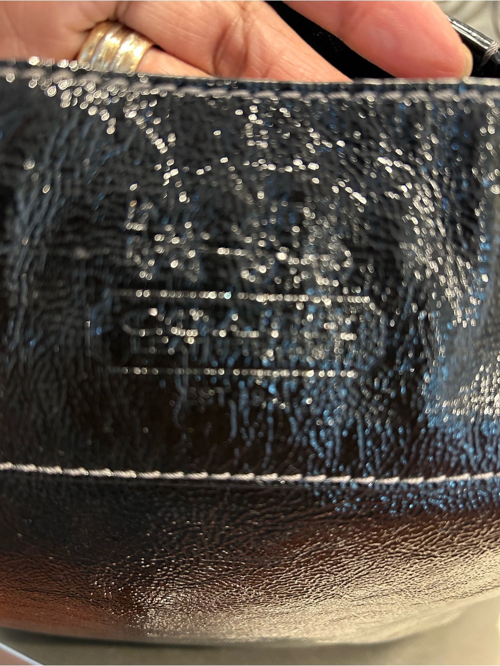 Coach Black Patent Leather Shoulder Bag with Silver Hardware - Picture 6 of 12